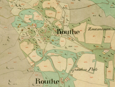 Rovte na karti franc. katastra, 1827